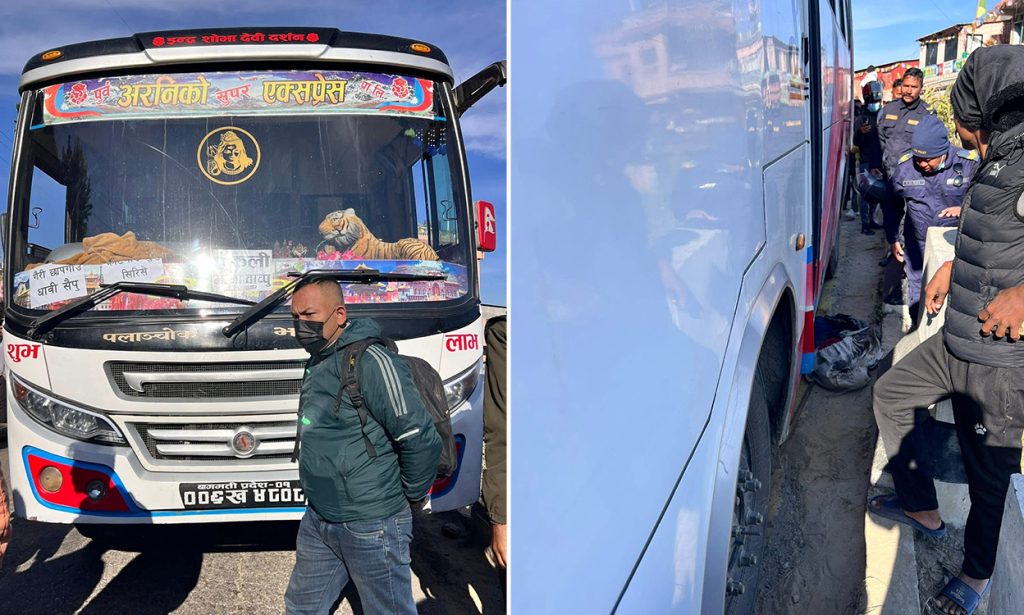 काठमाडौंबाट ओखलढुङ्गाको पोकली जाँदै गरेको बसको ठक्करबाट एक जनाको मृत्यु, बीपी राजमार्ग अवरुद्ध