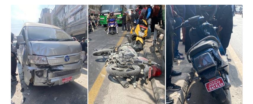 जमलमा तीन वटा सवारी आपसमा ठोक्किए